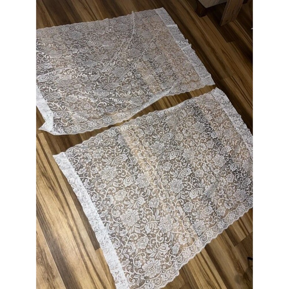 Vintage lace curtains 61" long